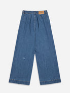 Mid Indigo Wide Leg Jeans Womens Wide Leg Denim Jeans Womens Pants Womens Indigo Denim Flat Front Pocket Pants 