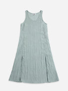 Sea Blue Crinkle Slit Dress Womens Lightweight Summer Dress Navy Womens Dress