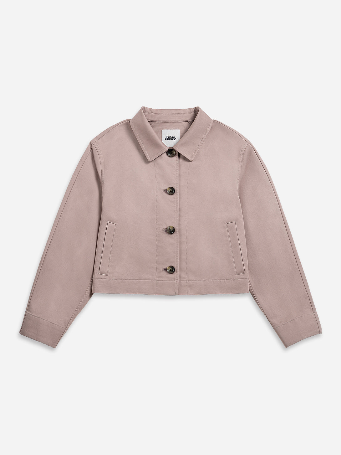 Dusty Rose Cropped Boxy Jacket Womens Button Up Collared Jacket Womens Chore Coat Cropped Jacket 