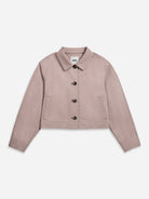 Dusty Rose Cropped Boxy Jacket Womens Button Up Collared Jacket Womens Chore Coat Cropped Jacket 