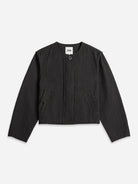 Moonless Night Cocoon Jacquard Jacket Collarless Button Up Jacket Womens Soft Jaquard Outerwear 