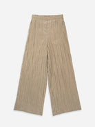 Stone Brown Crinkle Fluid Pants Womens Lightweight Wide leg Pants Womens Summer Pants