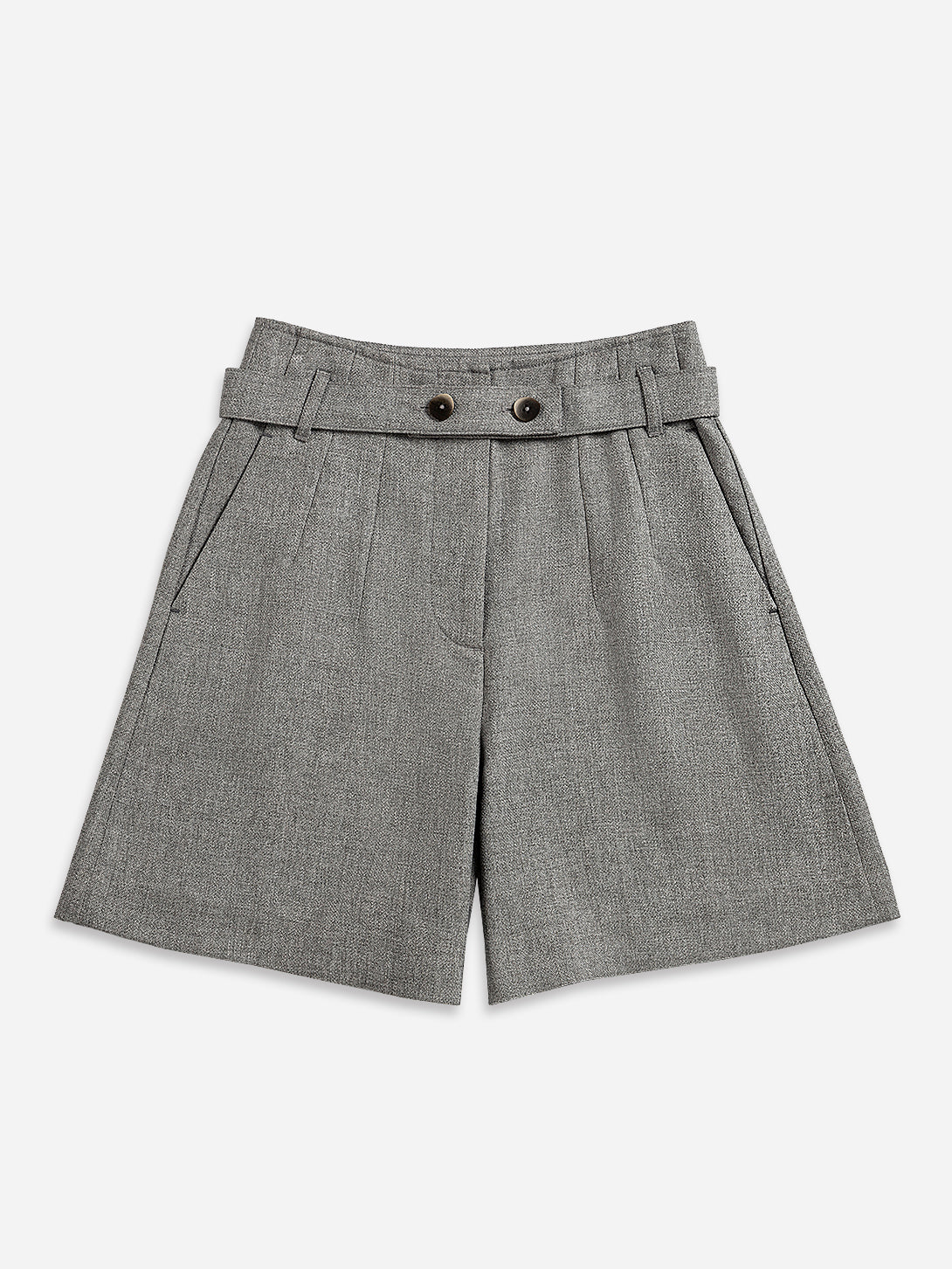 Dk Shadow Heather Pleated Belt Shorts Womens Pleated Short Womens Summer Shorts