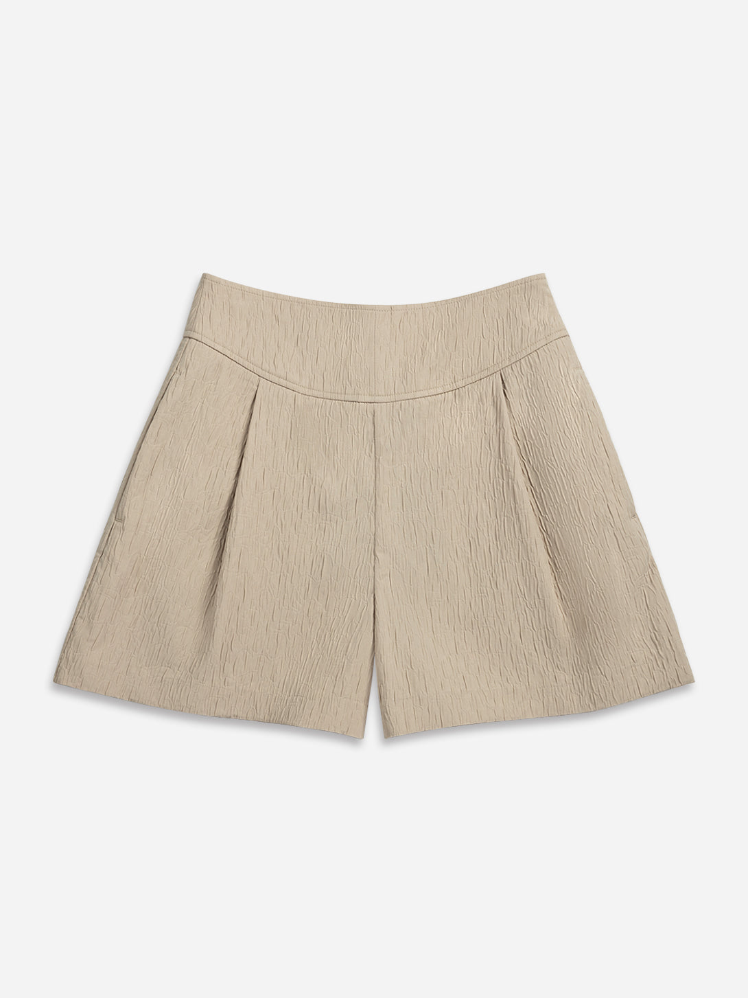 Oatmeal Jacquard Shorts Womens Shorts Lightweight Pleated Summer Shorts Jaquard Shorts Womens 