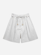 Pure White Paperbag Belted Shorts Womens Belted Shorts Pleated Shorts 