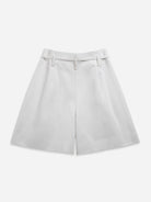 Pure White Paperbag Belted Shorts Womens Belted Shorts Pleated Shorts 