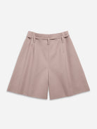 Dusty Rose Paperbag Belted Shorts Womens Belted Shorts Pleated Shorts 