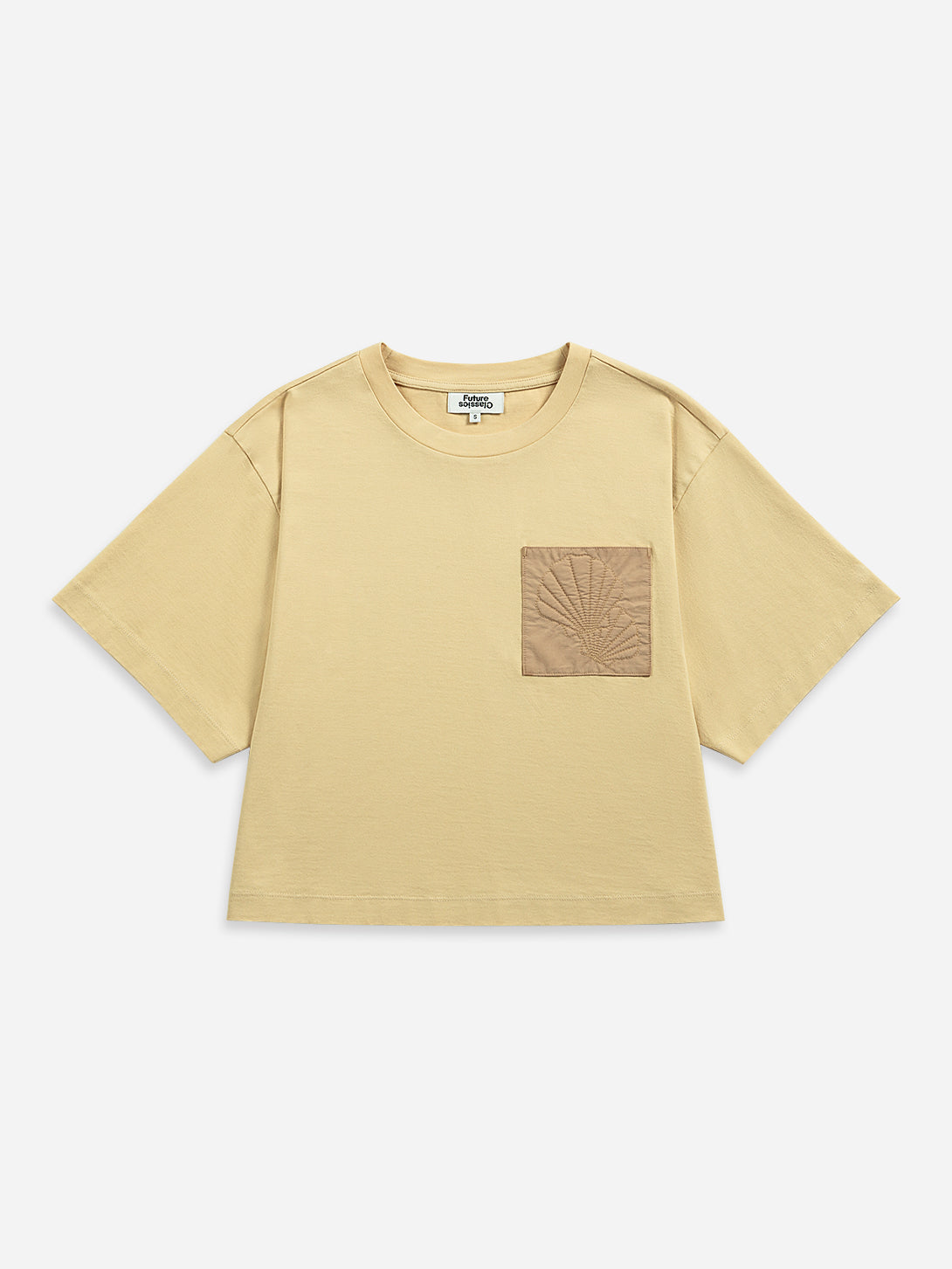 Canvas Yellow Seashell Pocket SS Tee Womens Short Sleeve Tee Pocketed Tee Shirt