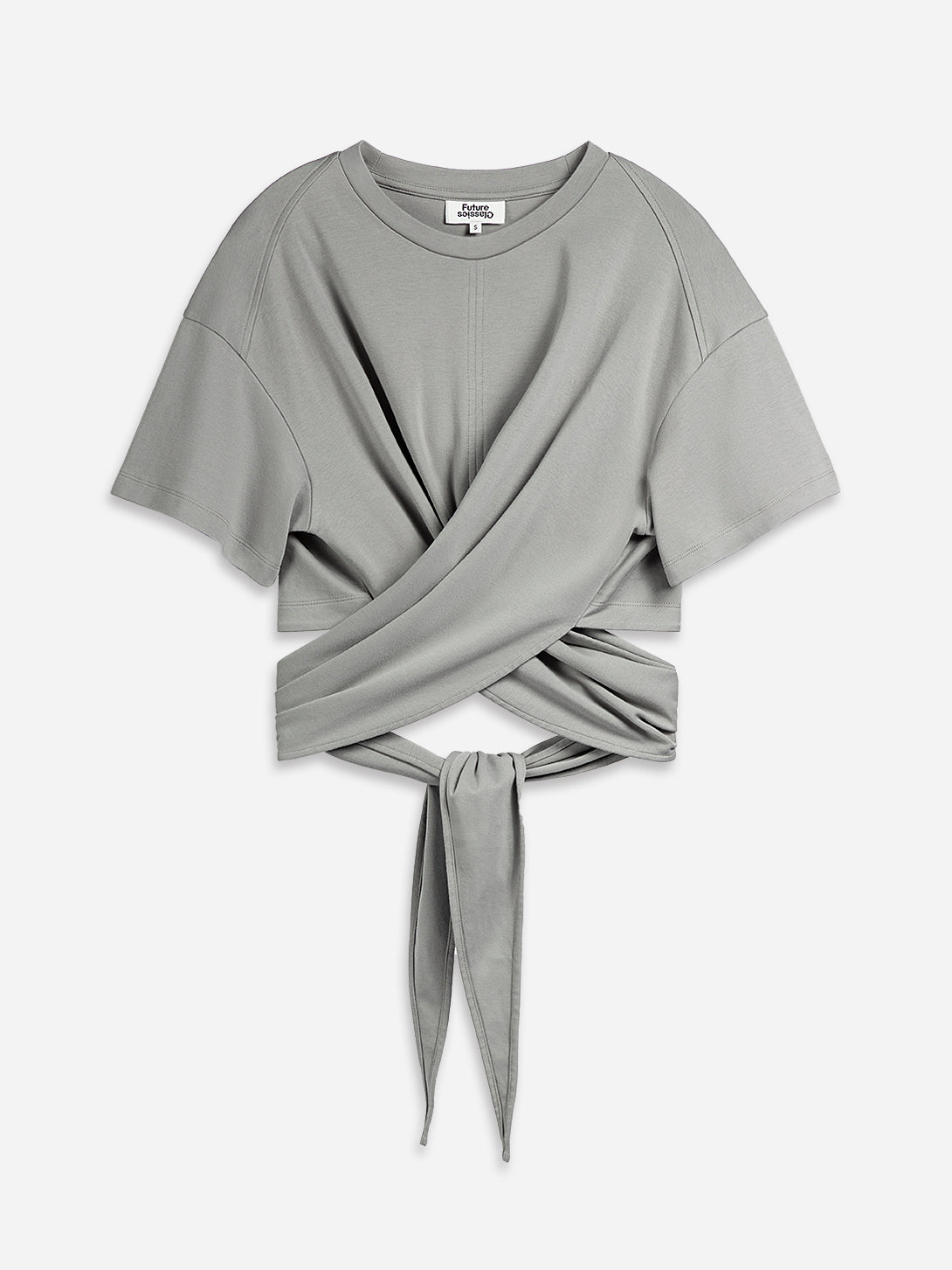 Dk Shadow Cropped Wrap Tee Womens Short Sleeve Wrap Tee 