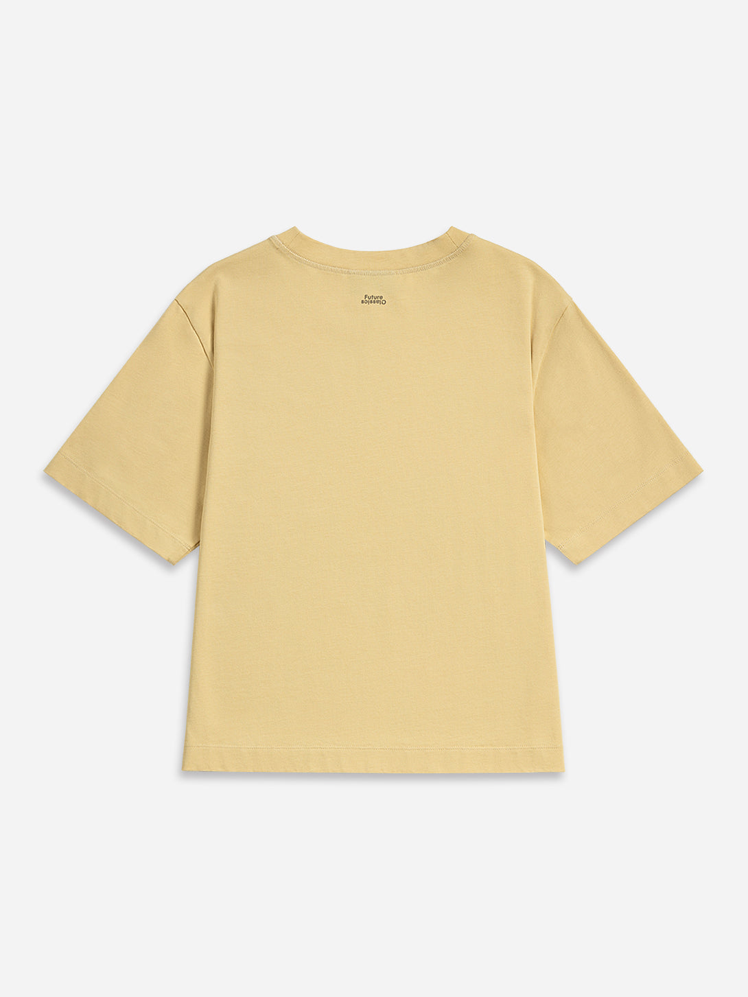 Canvas Yellow Nova Boxy Tee Womens Short Sleeve Tee Cat Embroidered Tee 