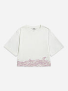 Off White Wave Printed Boxy Tee Womens Relaxed Fitting Tee Summer T-Shirt Womens Printed Short Sleeve
