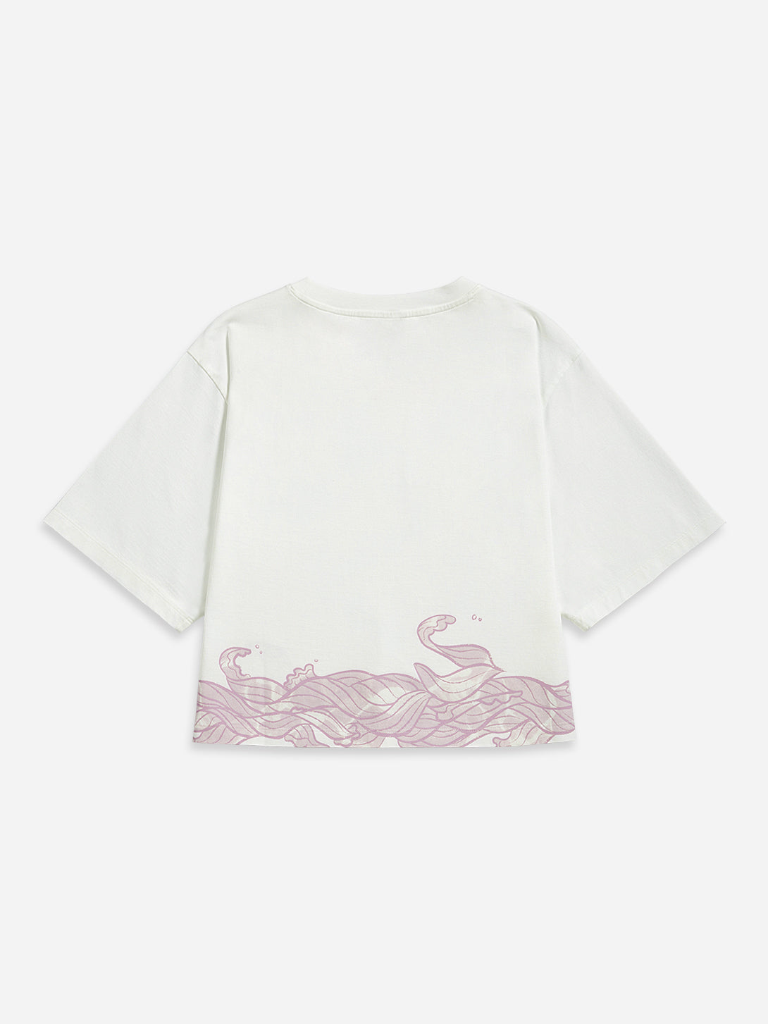 Off White Wave Printed Boxy Tee Womens Relaxed Fitting Tee Summer T-Shirt Womens Printed Short Sleeve