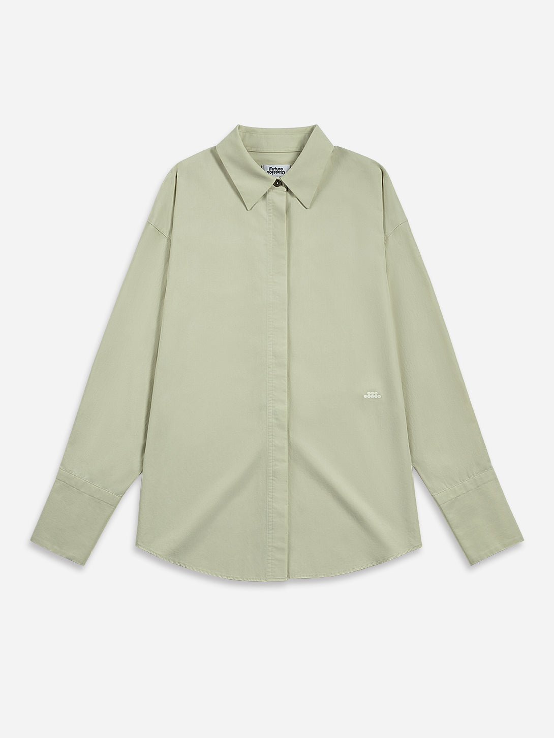 Seaweed Green Back Slit Shirt Womens Button Up Shirt Long Sleeve Woven Shirt Womens Collared Dress Shirt 