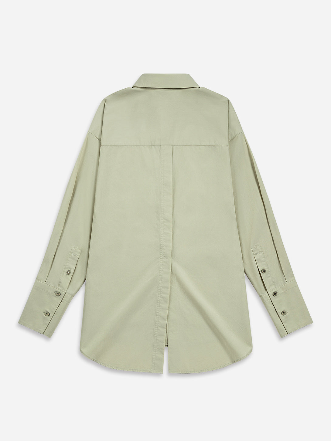 Seaweed Green Back Slit Shirt Womens Button Up Shirt Long Sleeve Woven Shirt Womens Collared Dress Shirt 