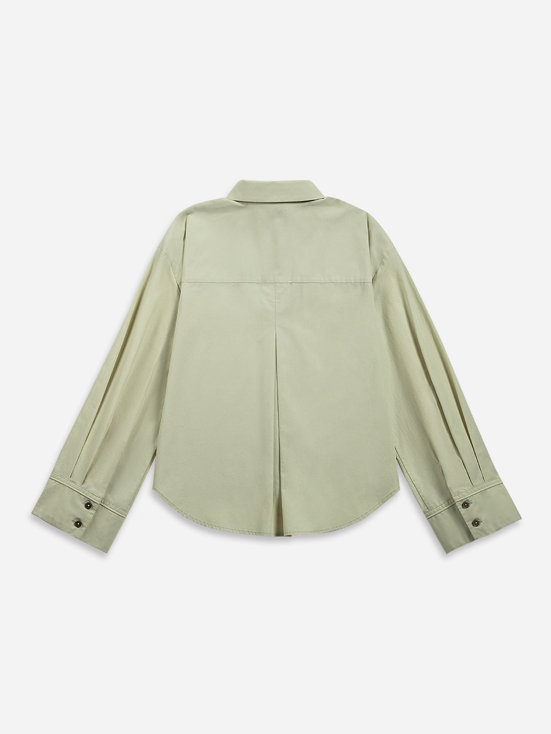Seaweed Green Bell Sleeve Boxy Shirt Womens Green Boxy Woven Shirt Womens Relaxed Fit Top Womens Collared Button Up Shirt 