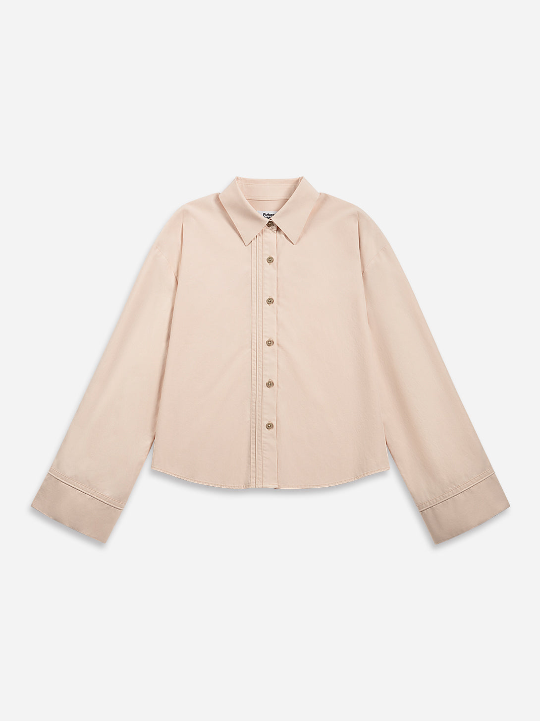 Lt Coral Bell Sleeve Boxy Shirt Womens Green Boxy Woven Shirt Womens Relaxed Fit Top Womens Collared Button Up Shirt 