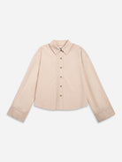 Lt Coral Bell Sleeve Boxy Shirt Womens Green Boxy Woven Shirt Womens Relaxed Fit Top Womens Collared Button Up Shirt 