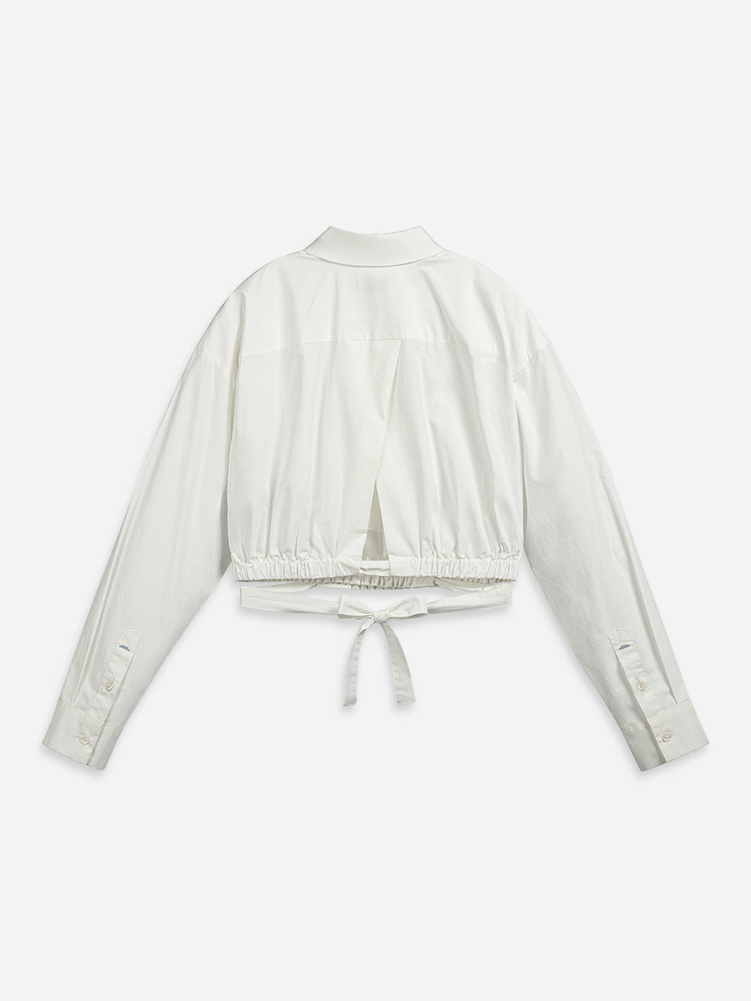 Pure White Overlap Crop Shirt Womens Cropped Button Up Shirt Womens Long Sleeve Shirt Yellow 