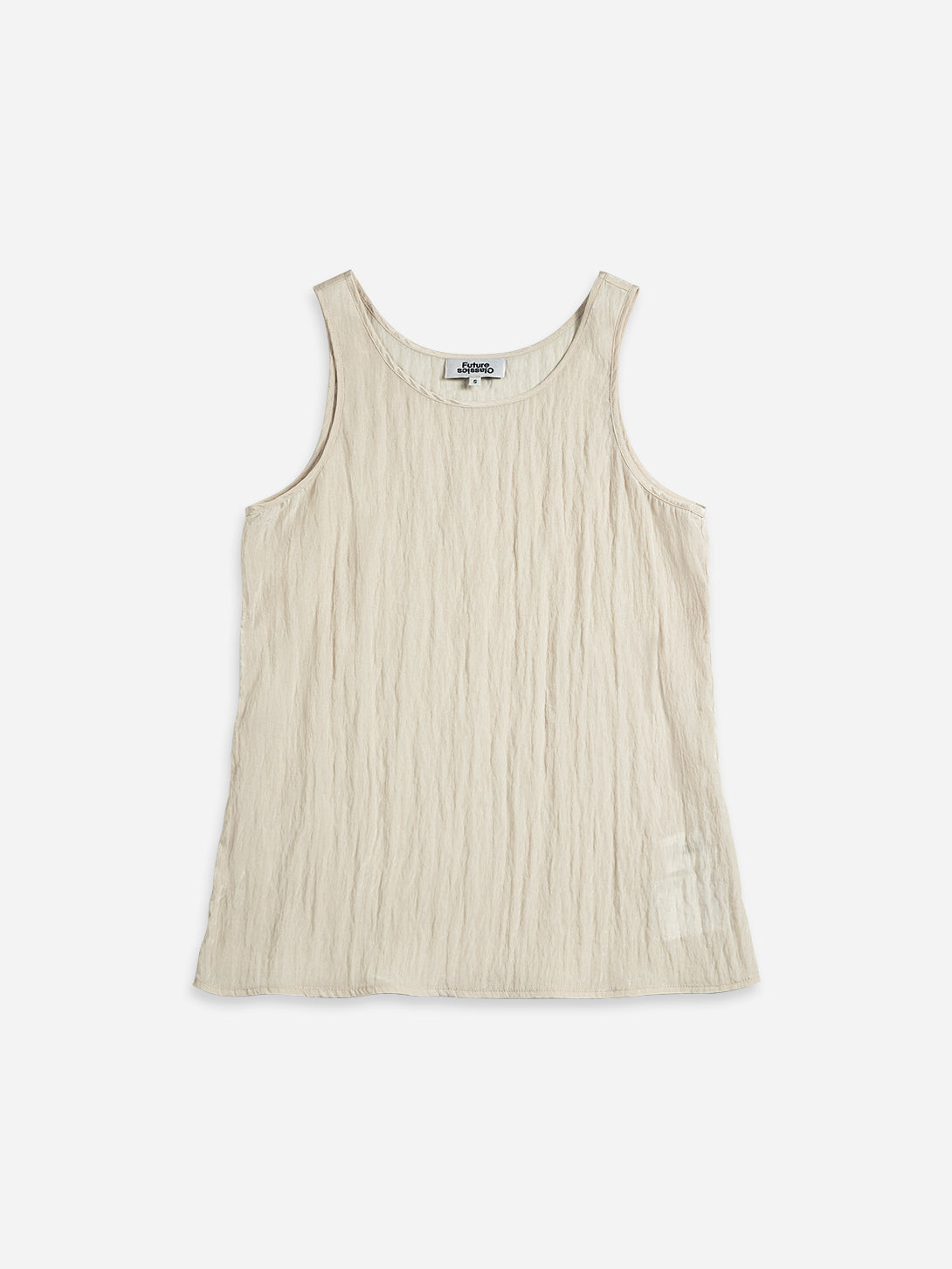 Oatmeal Crinkle Fluid Tank Top Womens Tank Top Lightweight Summer Top 
