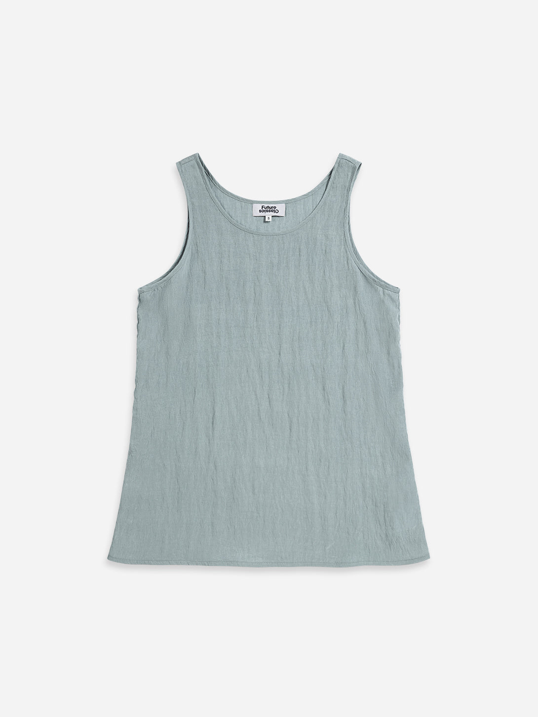 Sea Blue Crinkle Fluid Tank Top Womens Tank Top Lightweight Summer Top 