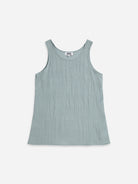Sea Blue Crinkle Fluid Tank Top Womens Tank Top Lightweight Summer Top 