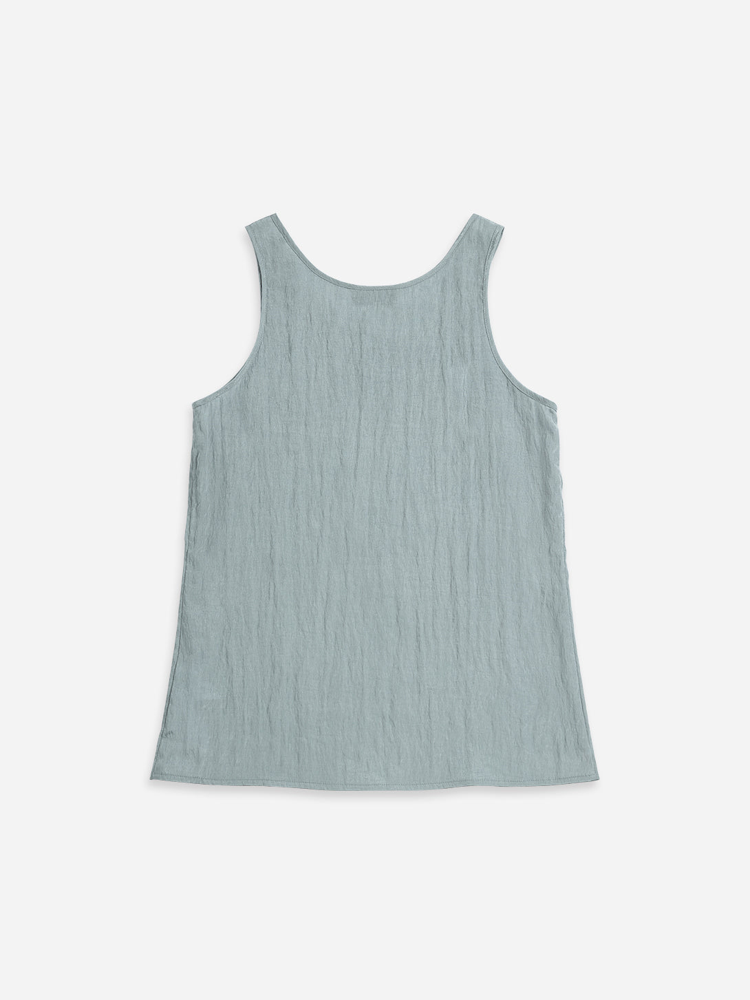 Sea Blue Crinkle Fluid Tank Top Womens Tank Top Lightweight Summer Top 