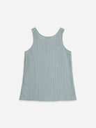 Sea Blue Crinkle Fluid Tank Top Womens Tank Top Lightweight Summer Top 