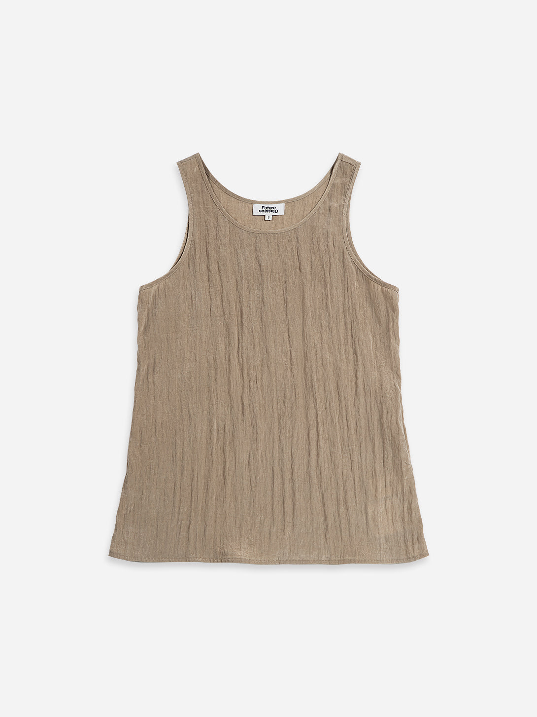Stone Brown Crinkle Fluid Tank Top Womens Tank Top Lightweight Summer Top 