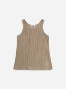 Stone Brown Crinkle Fluid Tank Top Womens Tank Top Lightweight Summer Top 