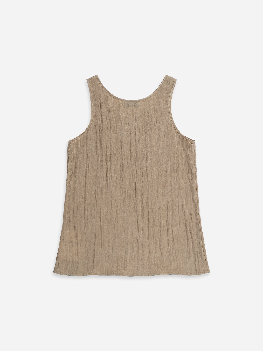 Stone Brown Crinkle Fluid Tank Top Womens Tank Top Lightweight Summer Top 