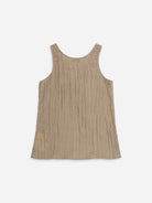Stone Brown Crinkle Fluid Tank Top Womens Tank Top Lightweight Summer Top 
