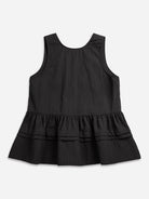 Moonless Night Peplum Jacquard Top Womens Sleeve Top Black Lightweight Top 