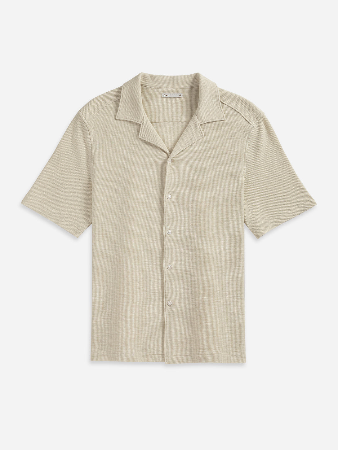 Silver Birch Rockaway Slub Waffle Shirt Mens Camp Collar Short Sleeve Waffle Knit 
