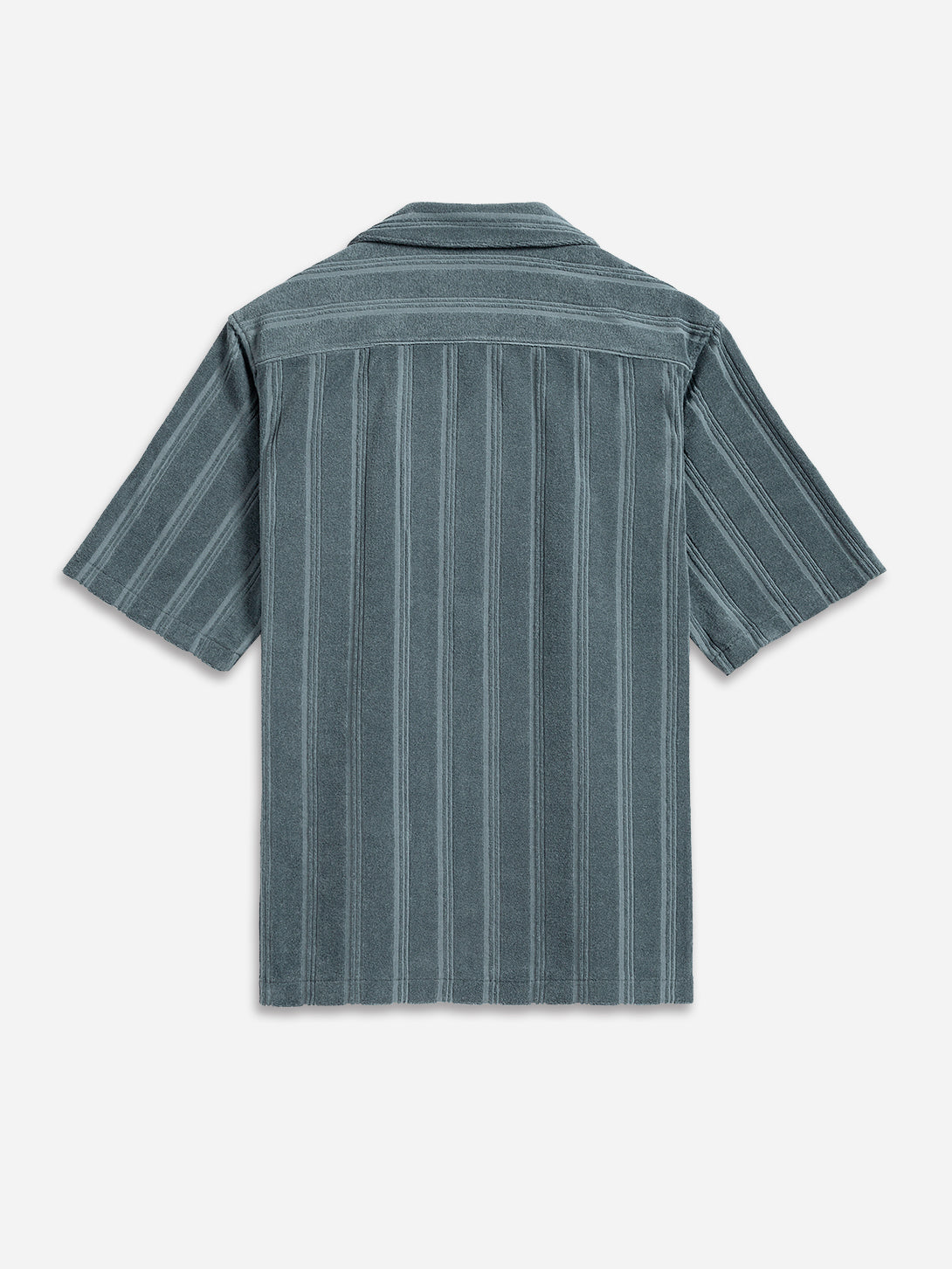 Stormy Blue Rockaway Towel Shirt Mens Camp Collar Shirt Textured Terry Cloth Camp Collar Short Sleeve Summer Towel Tee 