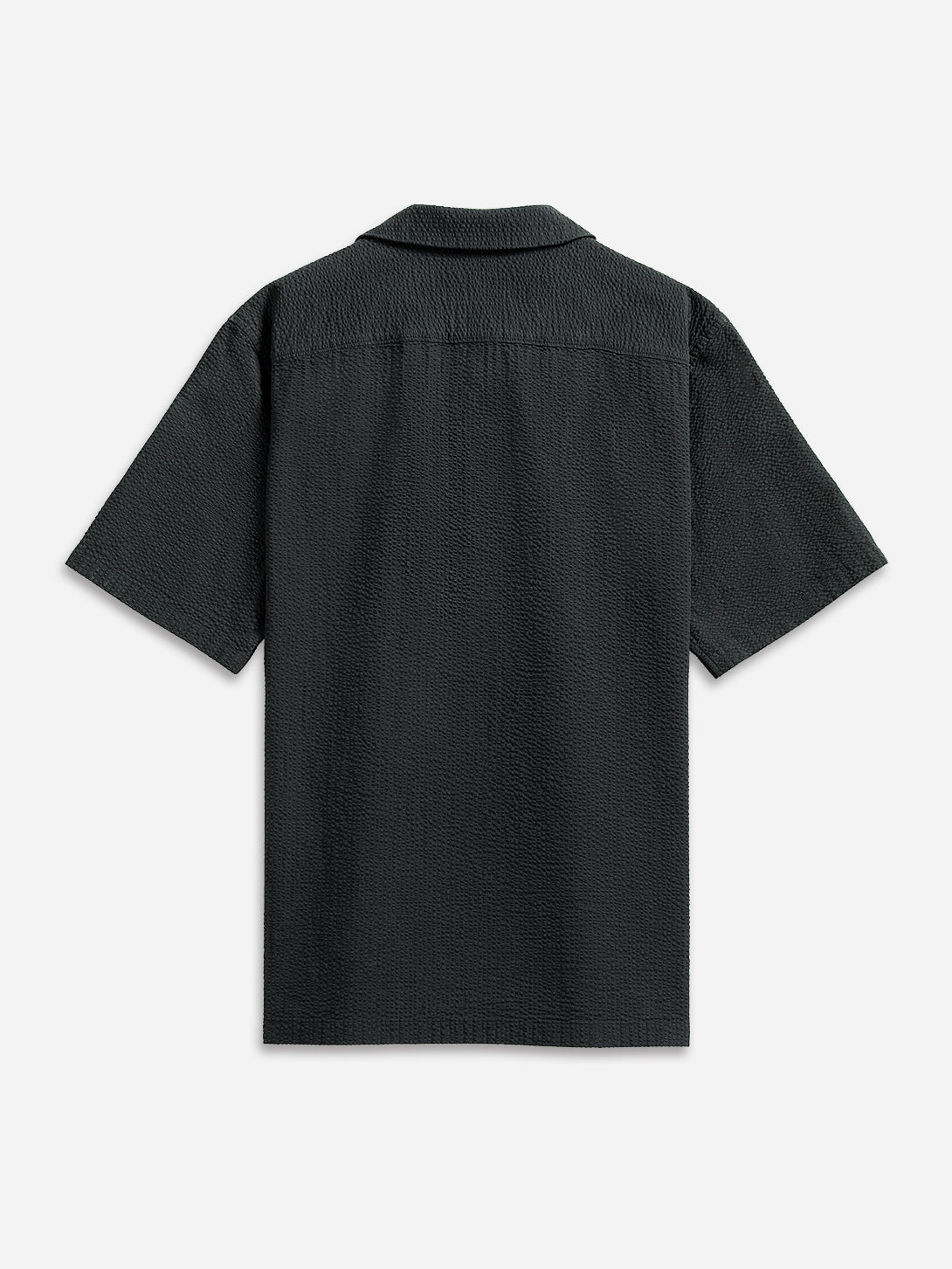 Black Rockaway Seersucker Shirt Mens Seersucker Camp Collar Shirt Mens Lightweight Shirt 