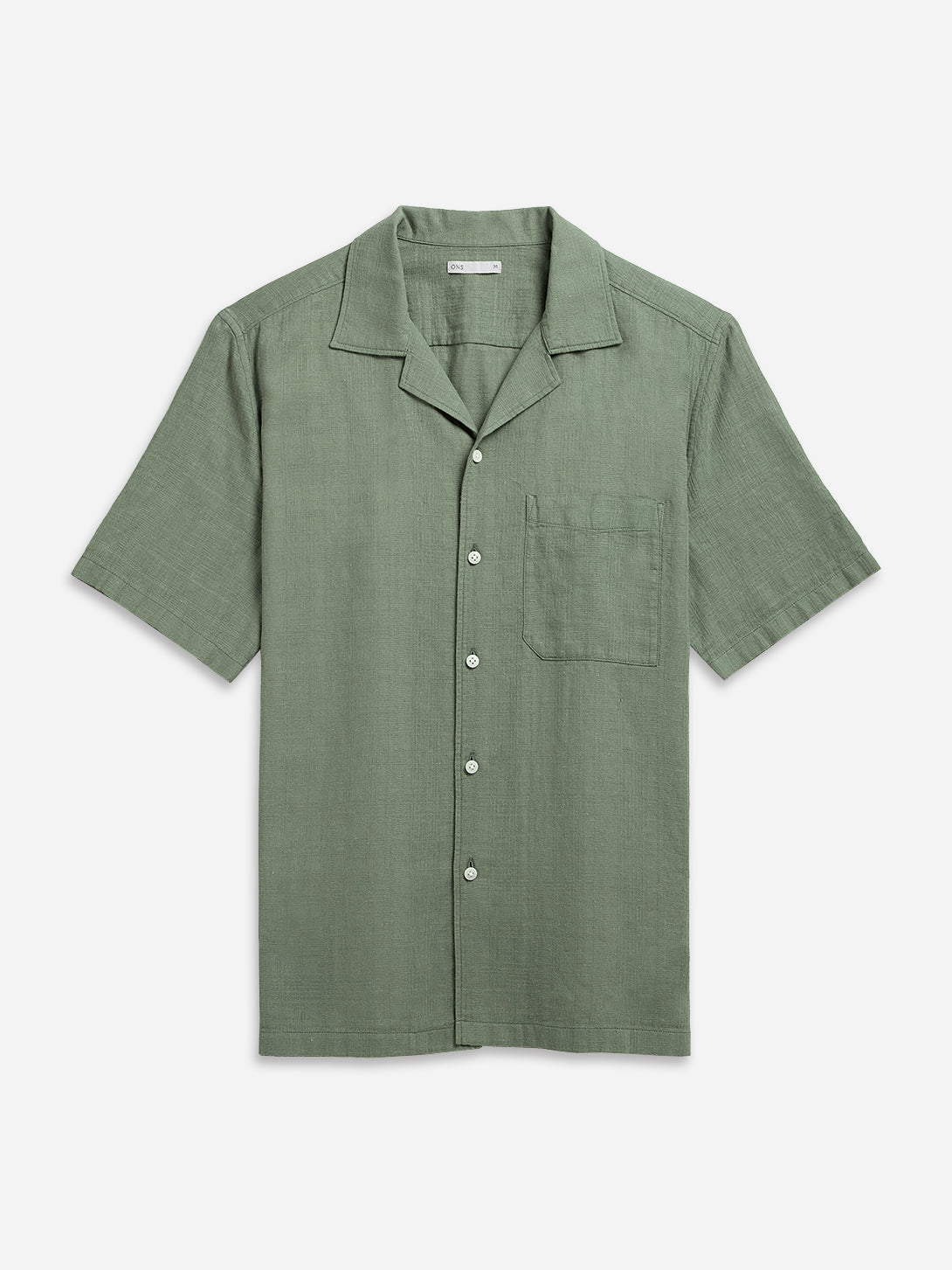 Tea Rockaway Linen Cotton Shirt Mens Camp Collar Linen Shirt Chest Pocket Short Sleeve Tee