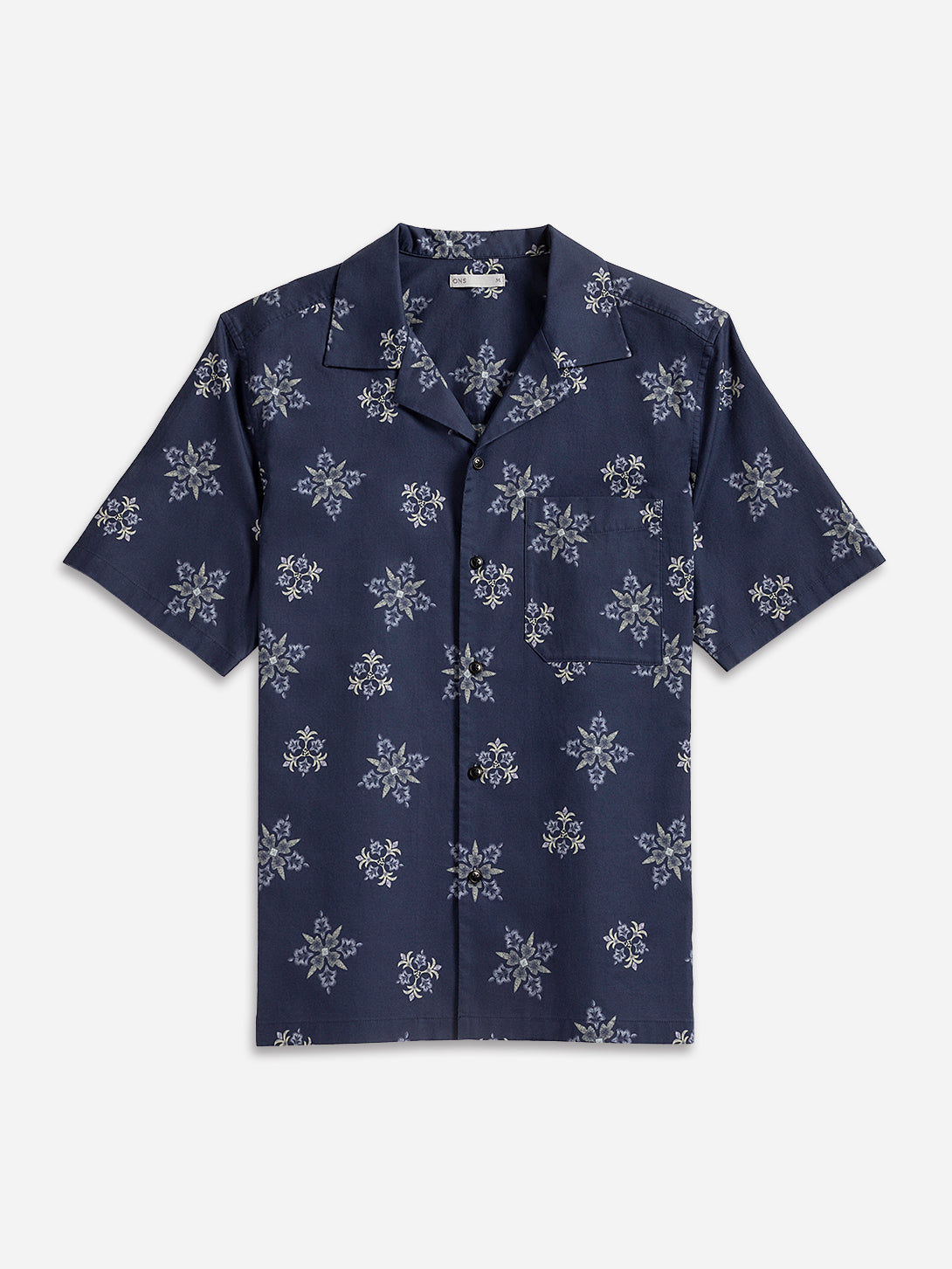Navy Print Rockaway Printed Shirt Mens Printed Camp Collar Shirt 
