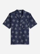Navy Print Rockaway Printed Shirt Mens Printed Camp Collar Shirt 