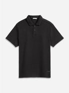 Black Bennett Slub Waffle Polo Mens Summer Polo Shirt Slub Waffle Fabric Collared Shirt Lightweight Polo Shirt 