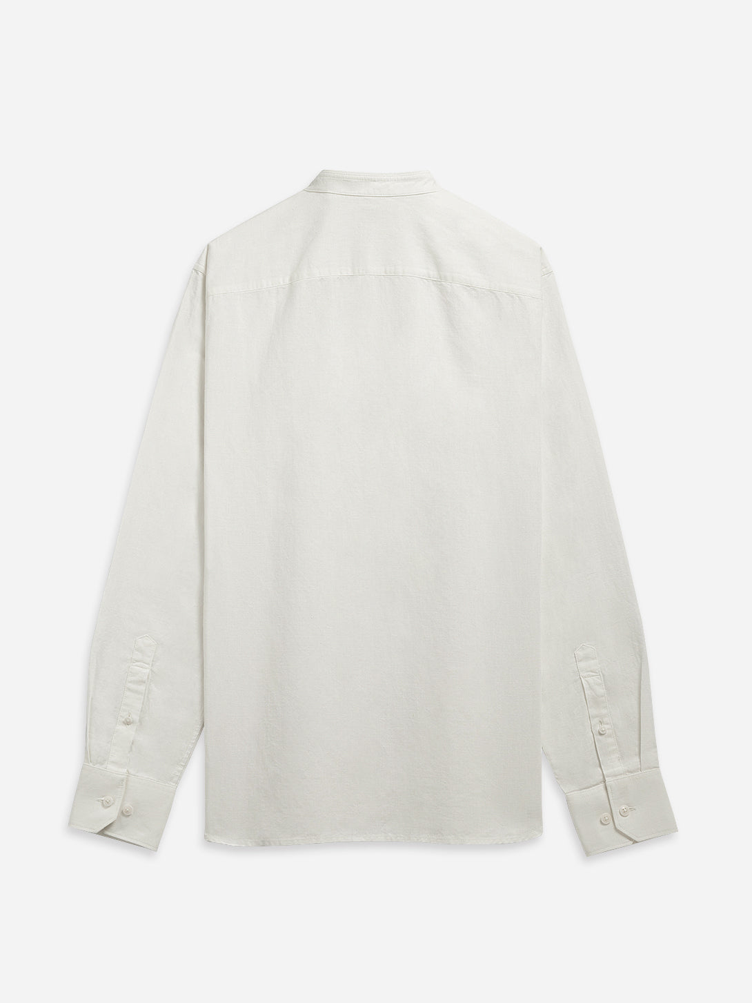 Off White Aleks Linen Cotton Shirt Band Collar Linen Dress Shirt 