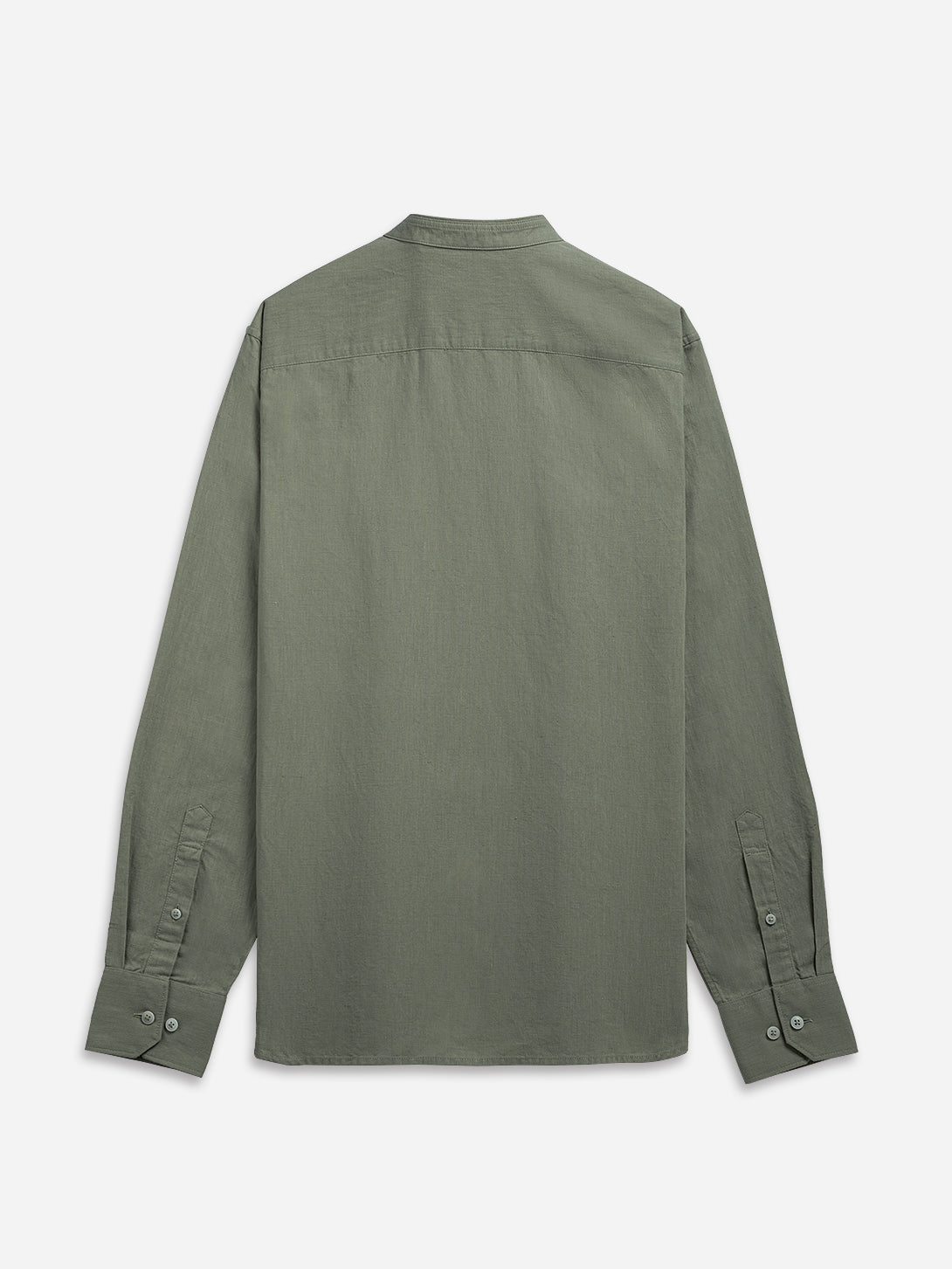 Castor Grey Aleks Linen Cotton Shirt Band Collar Linen Dress Shirt 