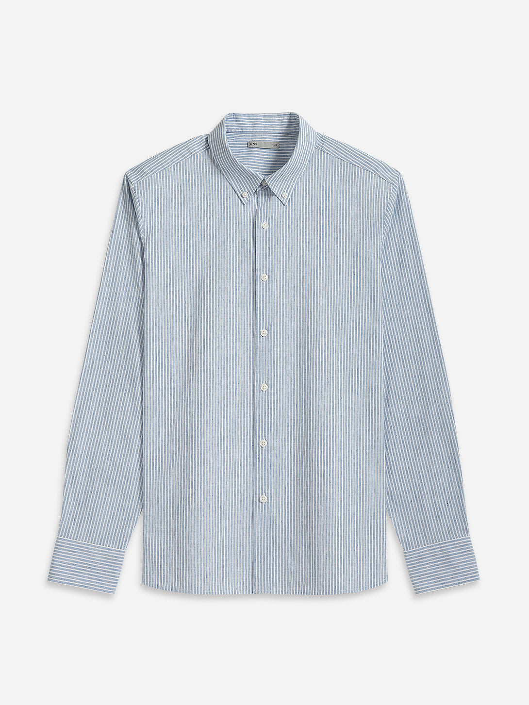 Navy/White Stripe Fulton Stripe Shirt Mens Long Sleeve Casual Dress Shirt Button Down Shirt Button Down Collar Cotton Linen Blend Shirt 
