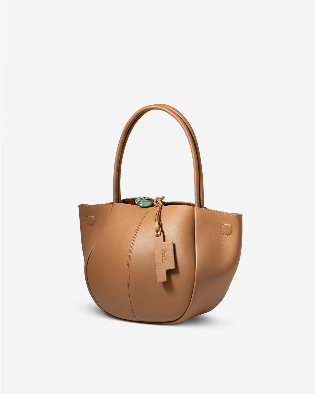 Caramel Small Pot Nappa Bucket Womens Small Leather Bucket Handbag Brown 