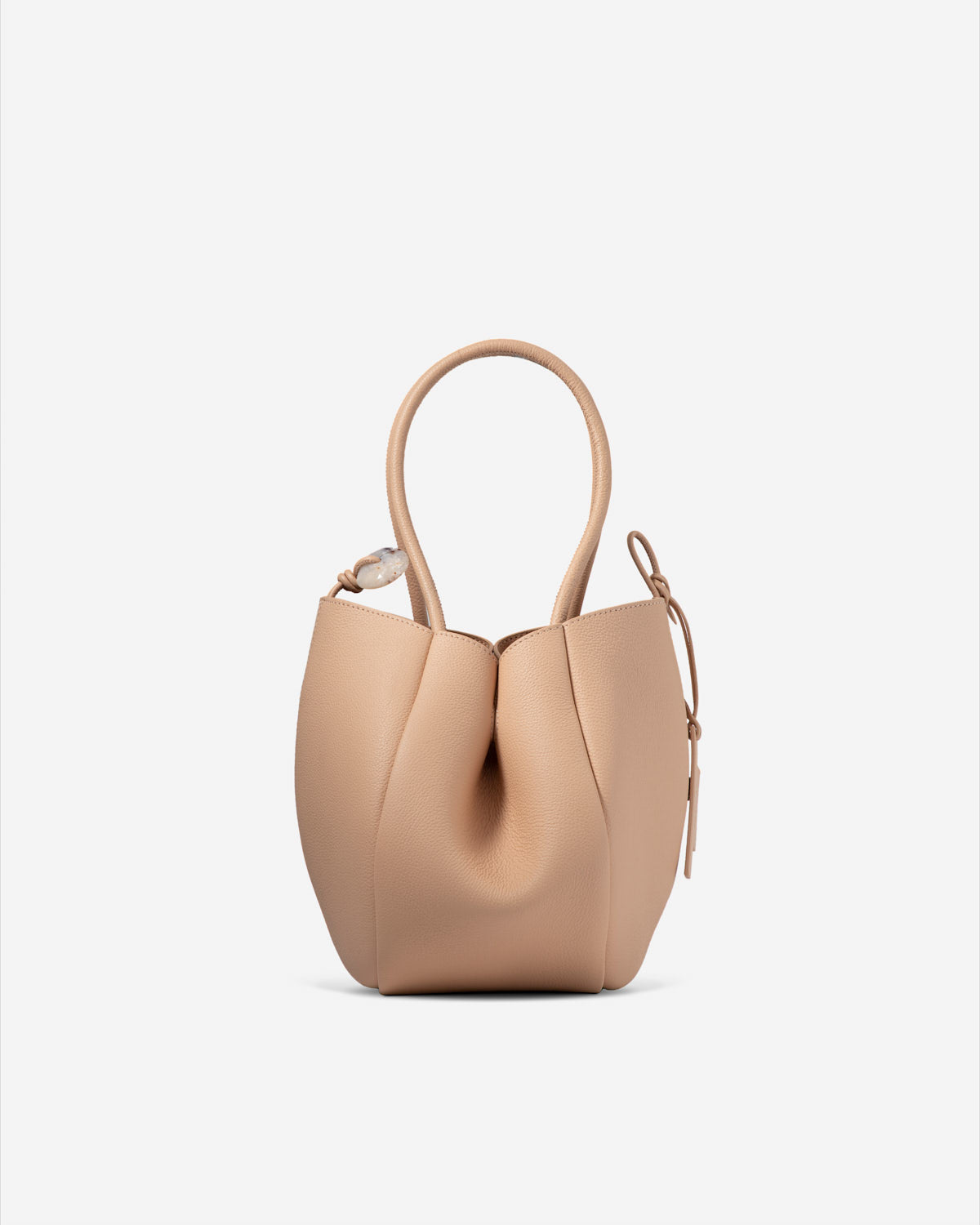 Honey Peach Small Pot Pebble Bucket Womens Small Leather Peach Shoulder Bag 