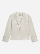 Offwhite Back Vent Boxy Blazer Womens White Blazer Womens Formal Outerwear Work Blazer Sportscoat 