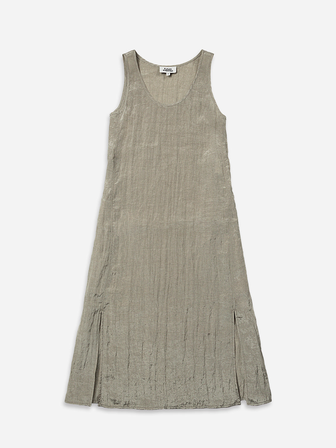 Desert Sage Crinkle Slit DressWomens Sleeveless Long Dress Crinkle Cut Texture Womens Long Dress 
