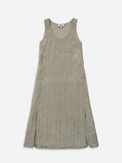 Desert Sage Crinkle Slit DressWomens Sleeveless Long Dress Crinkle Cut Texture Womens Long Dress 