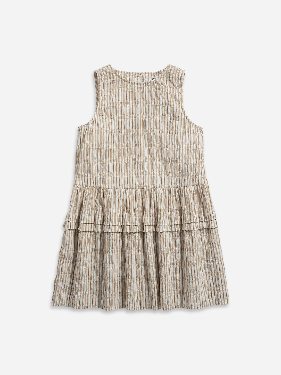 Seedpearl/Desert Sand Stripe Striped Layer Dress Womens Sleeveless Woven Striped Top 