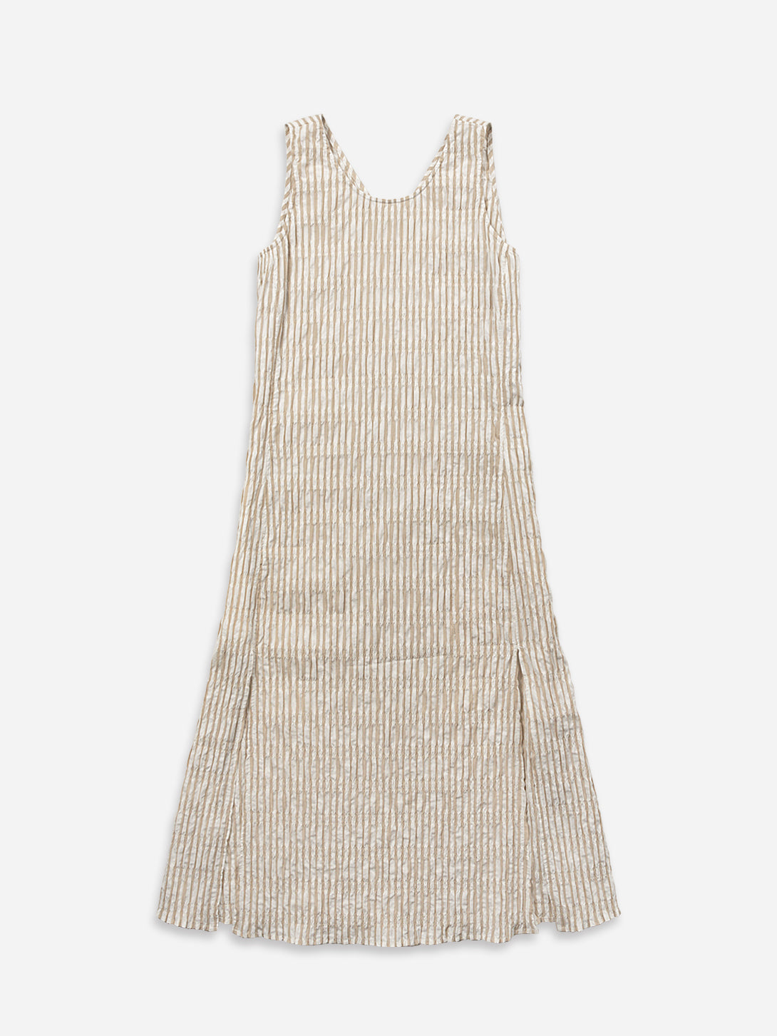 Seedpearl/Desert Sand Stripe Striped Slit Dress Womens Brown Long Dress Sleeveless Striped 