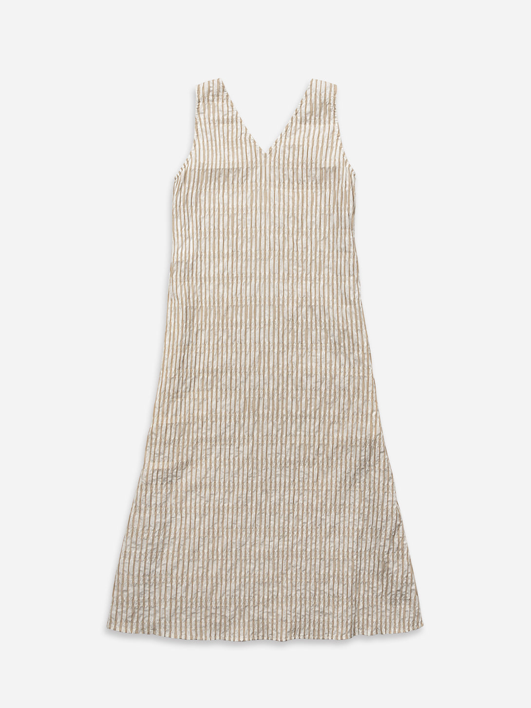 Seedpearl/Desert Sand Stripe Striped Slit Dress Womens Brown Long Dress Sleeveless Striped 